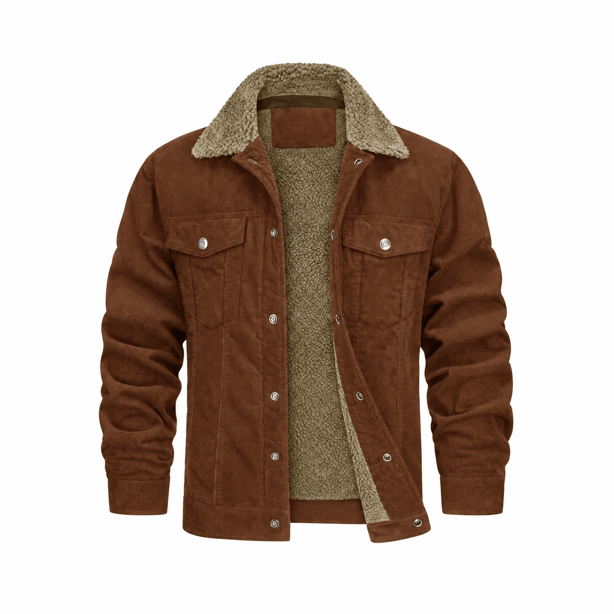 Tom - Men's Corduroy Trucker Jacket with Cozy Collar and Chest Pockets