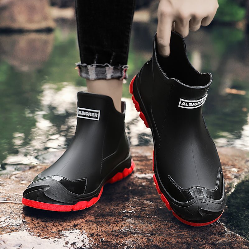 Tom - Men's Waterproof Slip-On Ankle Rain Boots with Non-Slip Sole