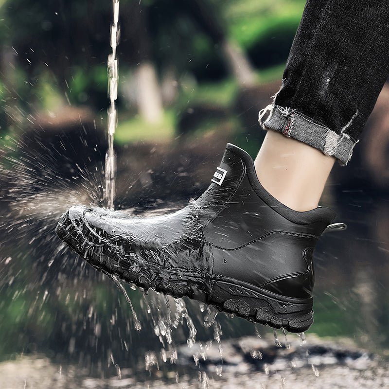 Tom - Men's Waterproof Slip-On Ankle Rain Boots with Non-Slip Sole